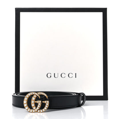 Gucci Calfskin Pearl Double G 20mm Belt 95 38 Black Cream 7 of 7