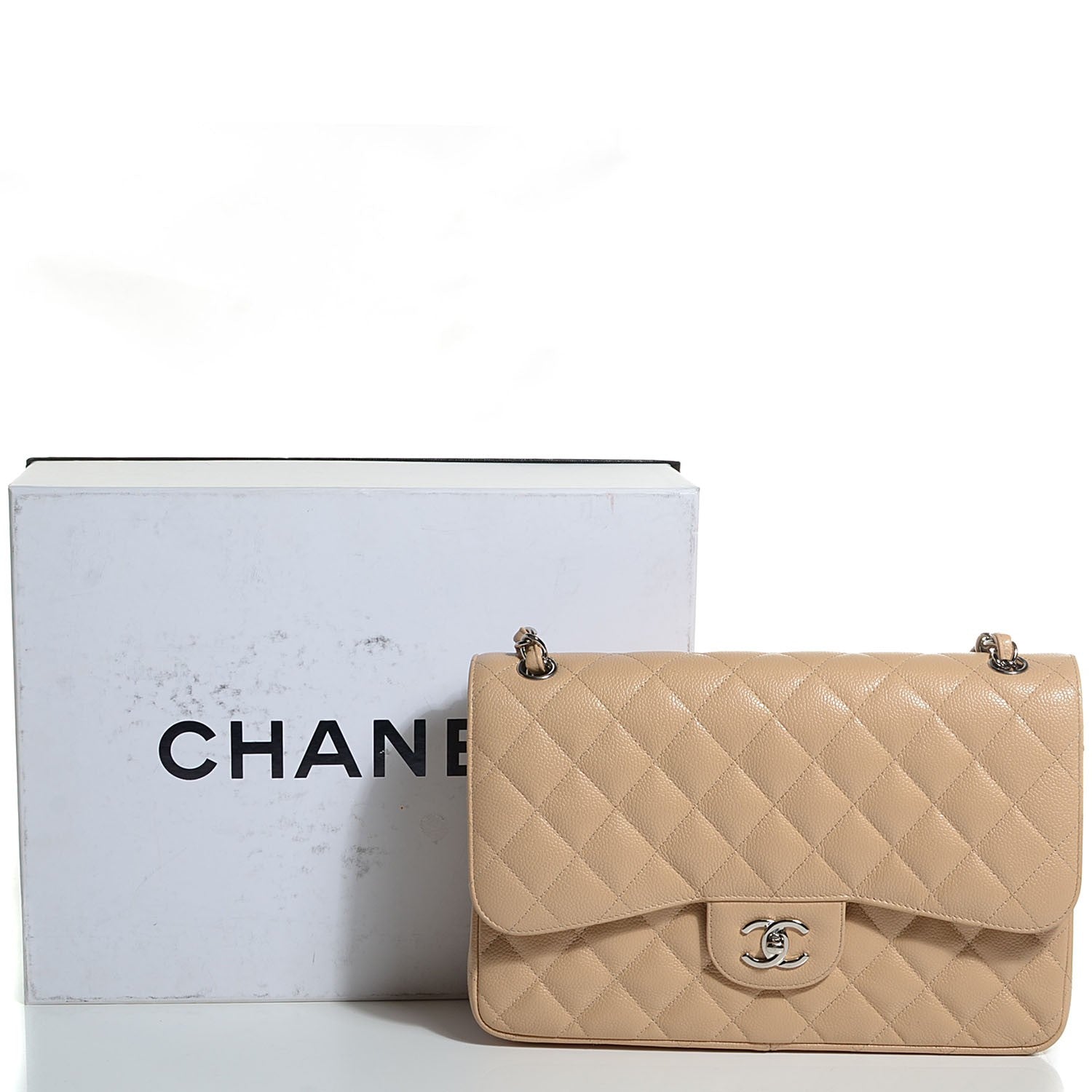 Chanel Caviar Quilted Jumbo Double Flap Beige 9 of 9
