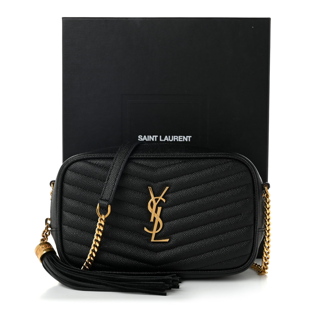 Saint Laurent Grain De Poudre Matelasse Monogram Mini Lou Camera Bag Black 11 of 11