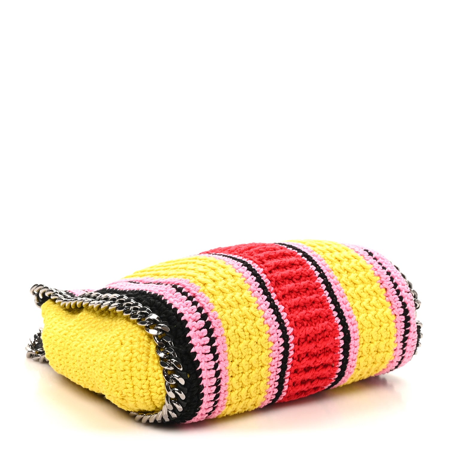 Stella McCartney Cotton Crochet Striped Mini Falabella Tote Pink Multicolor 4 of 9