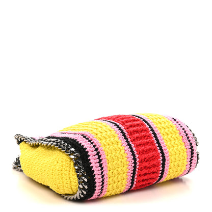 Stella McCartney Cotton Crochet Striped Mini Falabella Tote Pink Multicolor 4 of 9