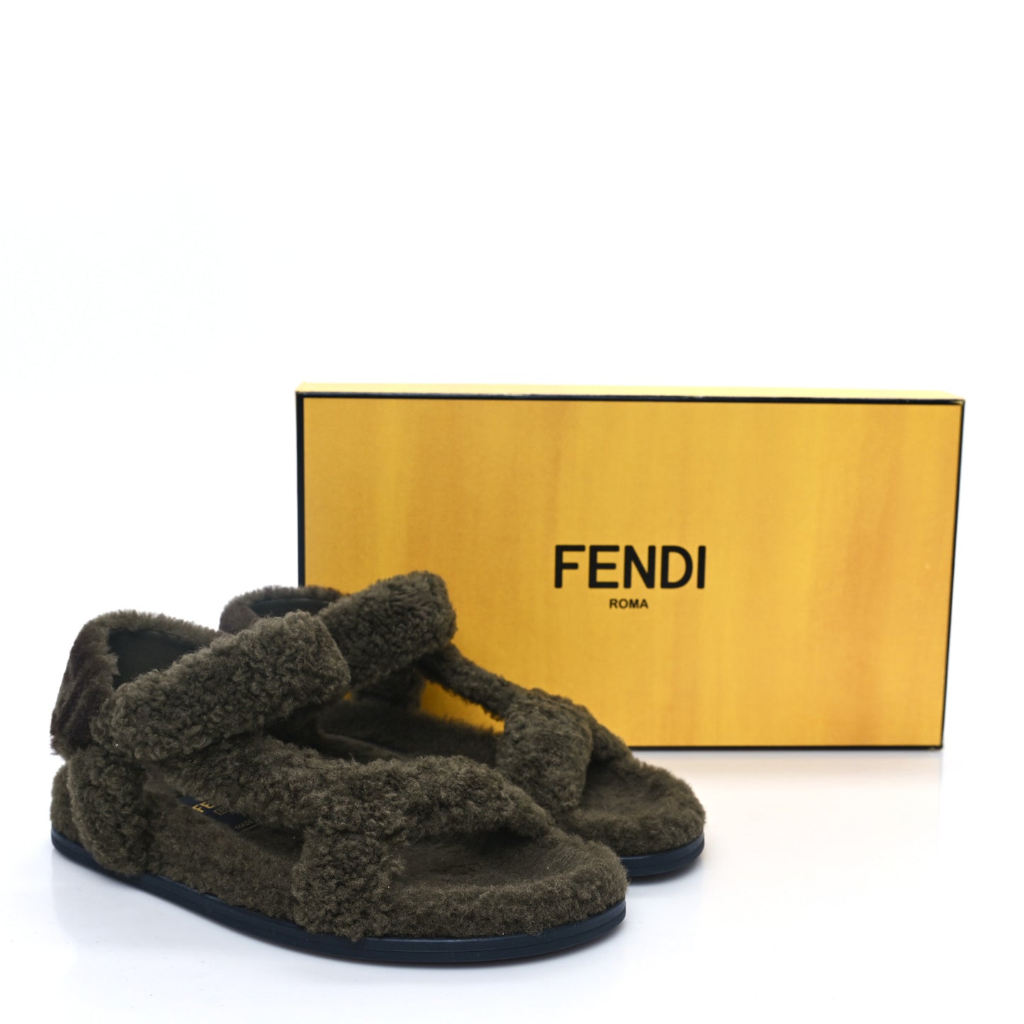 Shearling FF Fendi Feel Sandals 37 Illinois Military