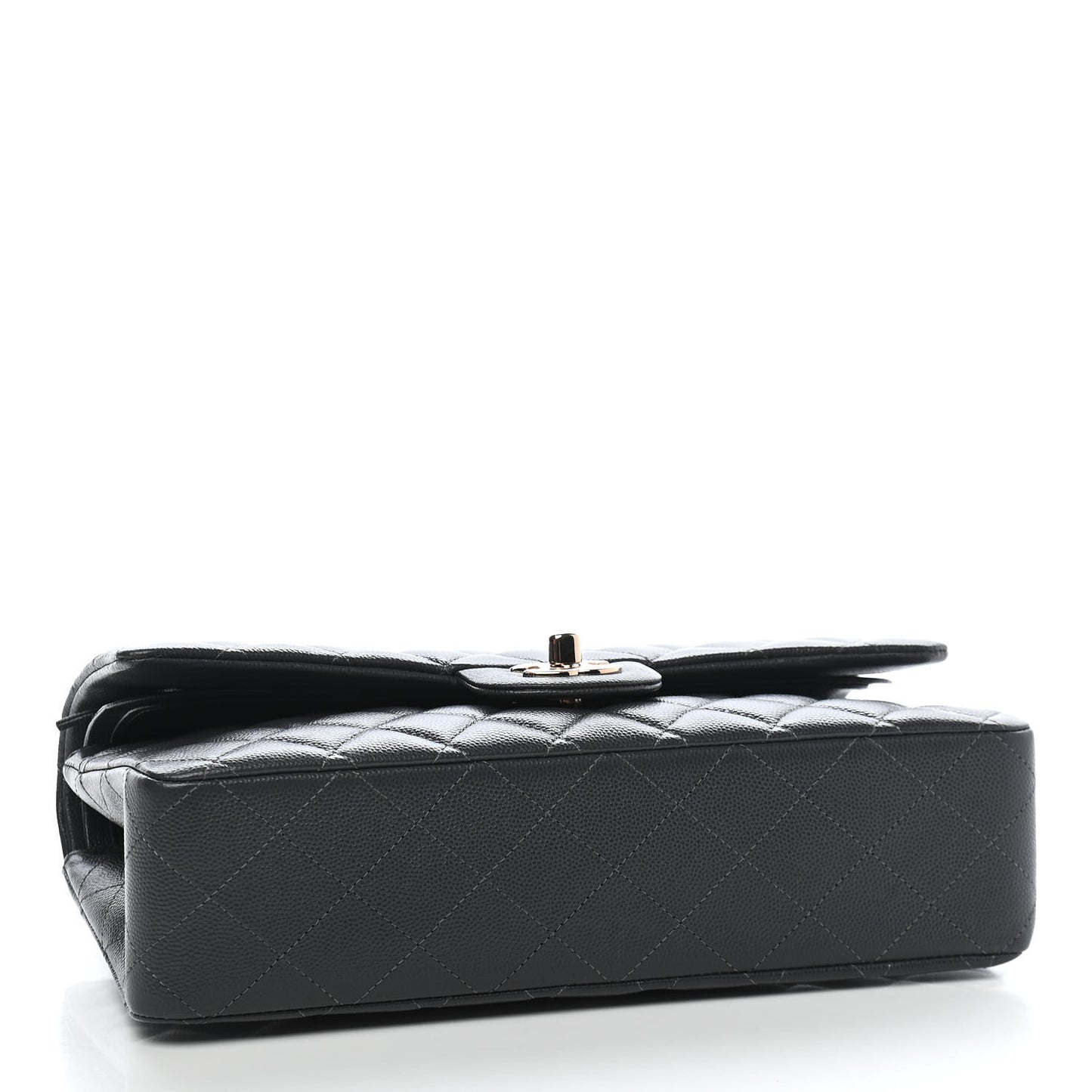 Caviar Quilted Medium Double Flap Dark Grey