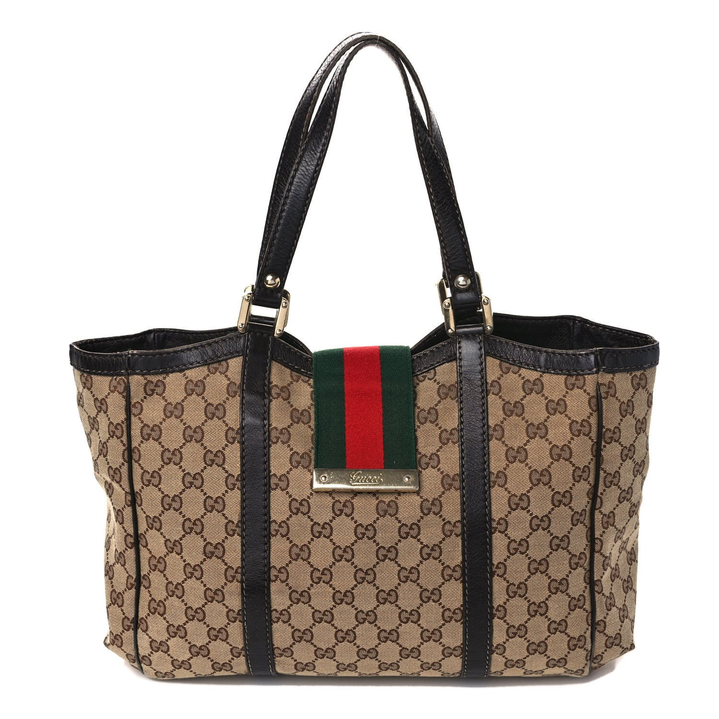 Monogram New Ladies Web Tote Dark Brown