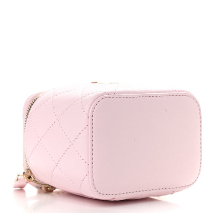 Chanel Lambskin Quilted Mini Top Handle Vanity Case With Chain Light Pink 4 of 10