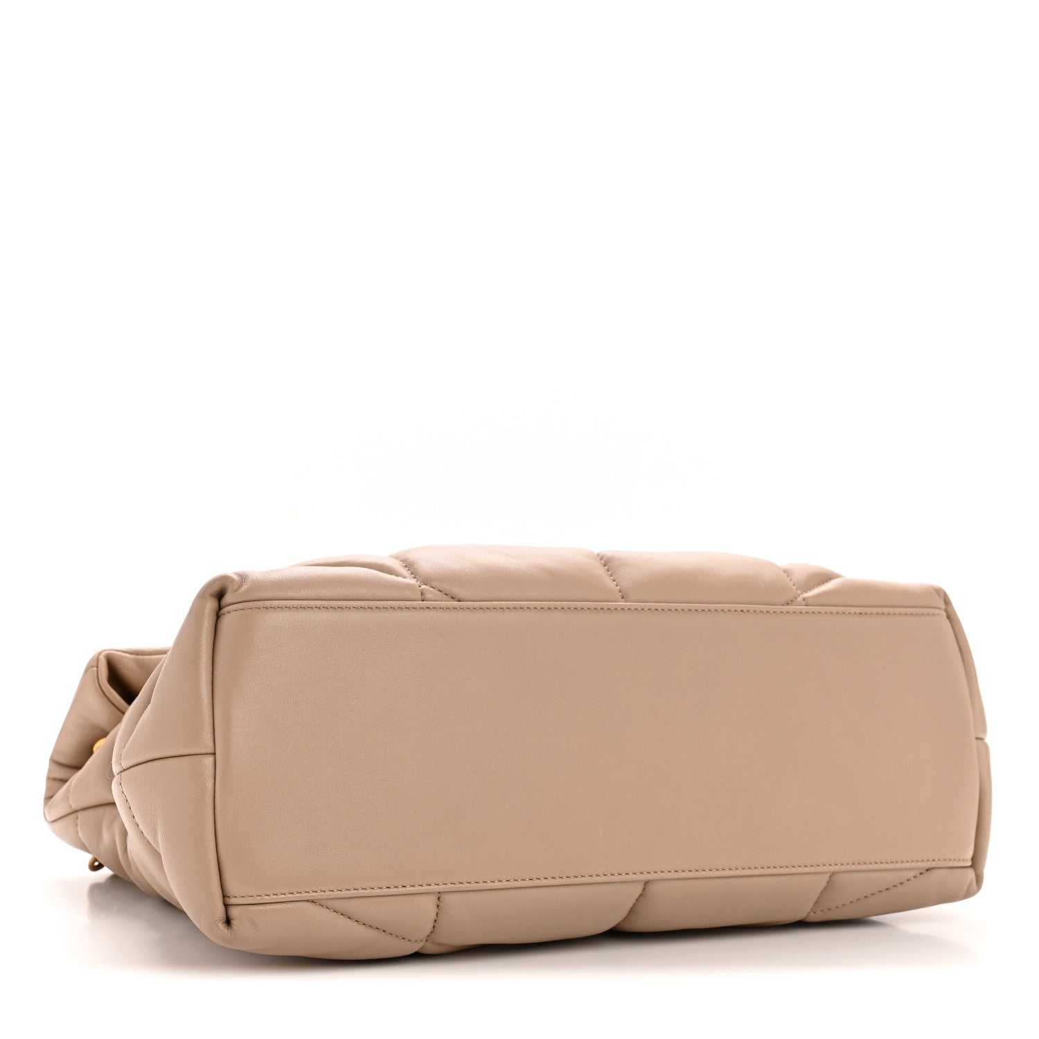 Saint Laurent Lambskin Quilted Medium Loulou Puffer Monogram Chain Satchel Dark Beige 4 of 14