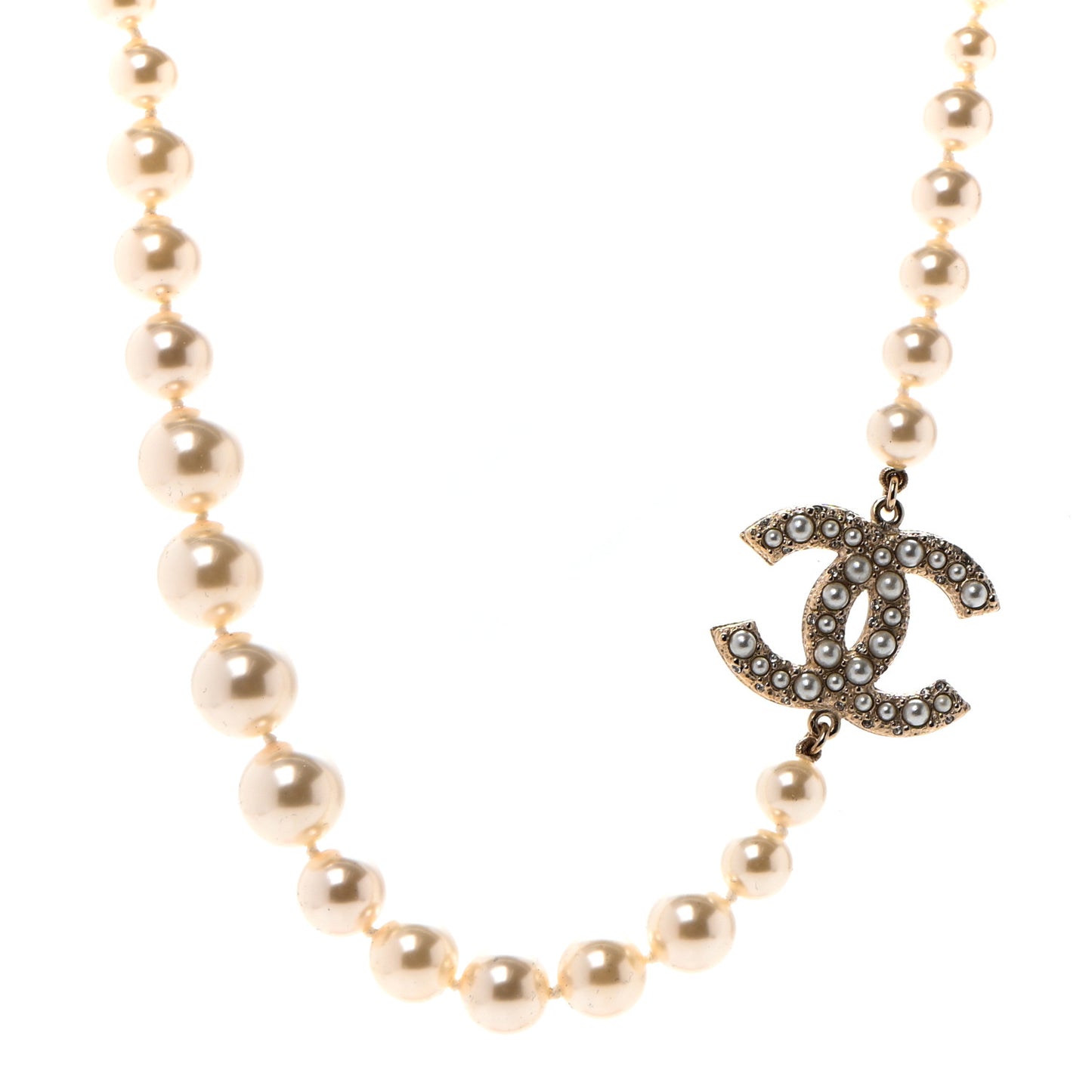 Pearl CC 100th Anniversary Necklace Light Gold