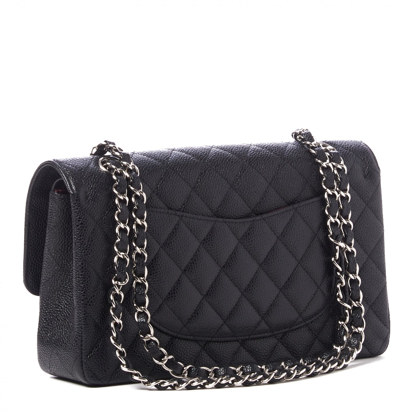 Caviar Quilted Medium Double Flap Black
