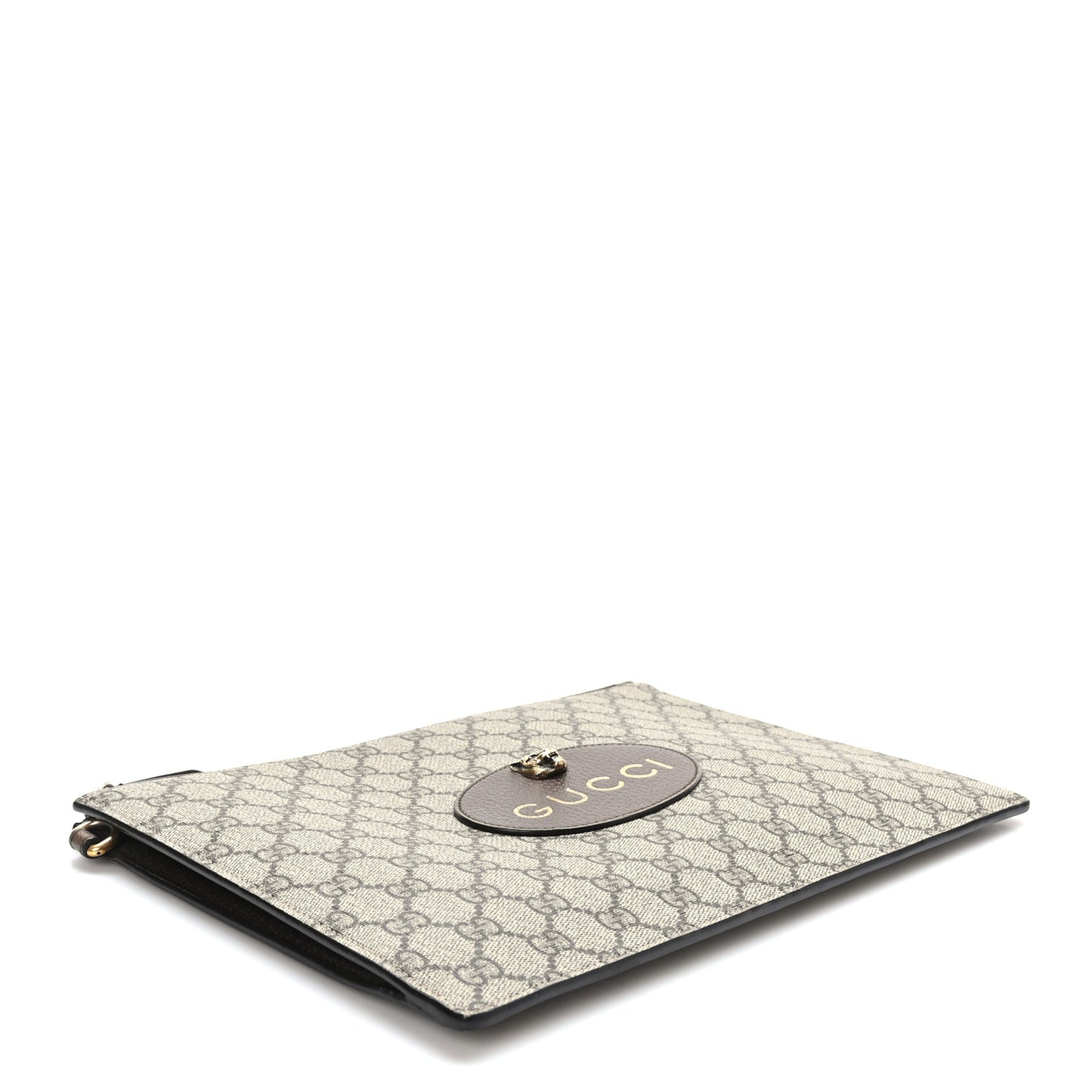 GG Supreme Monogram Neo Vintage Zip Wristlet Pouch Beige New Acero Crop