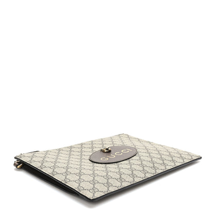 Gucci GG Supreme Monogram Neo Vintage Zip Wristlet Pouch Beige New Acero Crop 4 of 6