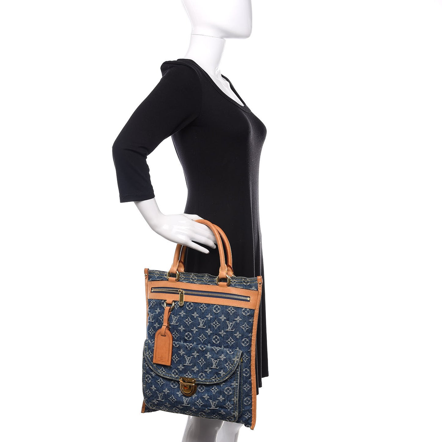 Monogram Denim Sac Plat Blue