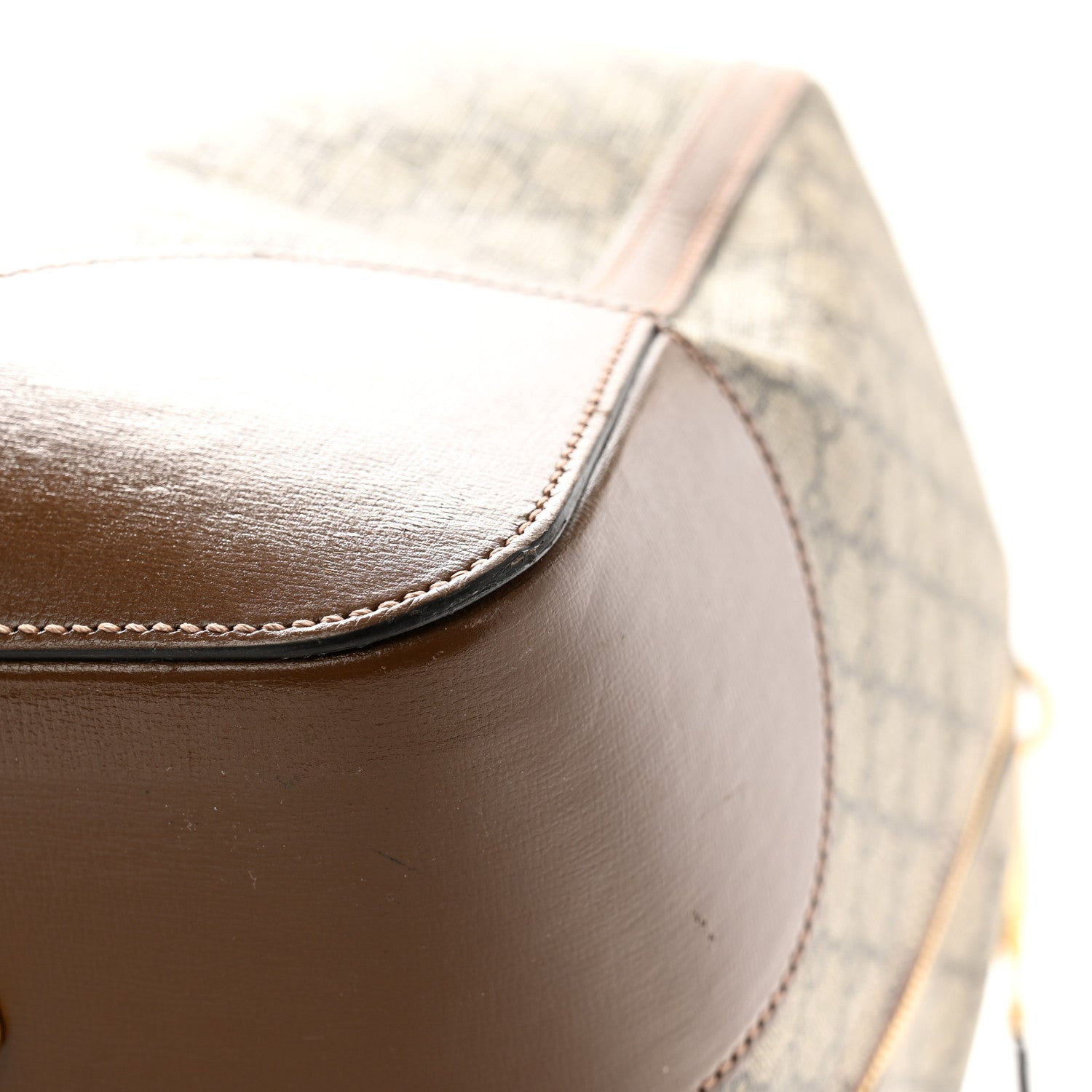 Gucci GG Supreme Monogram Azalea Calfskin Retro Interlocking G Large Duffle Bag Beige Ebony Brown Sugar 10 of 15