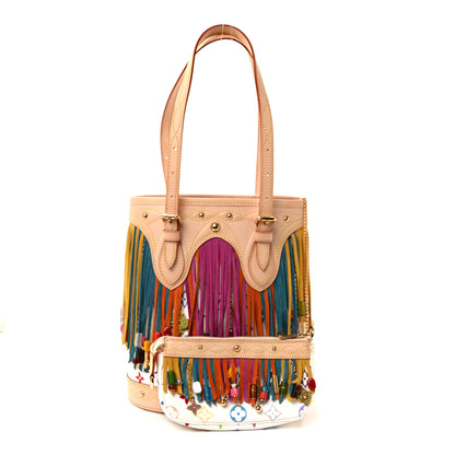 Louis Vuitton Monogram Multicolor Fringe Bucket White 3 of 10