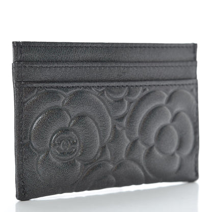 Chanel Goatskin Camellia Embossed Card Holder Grey 3 of 8