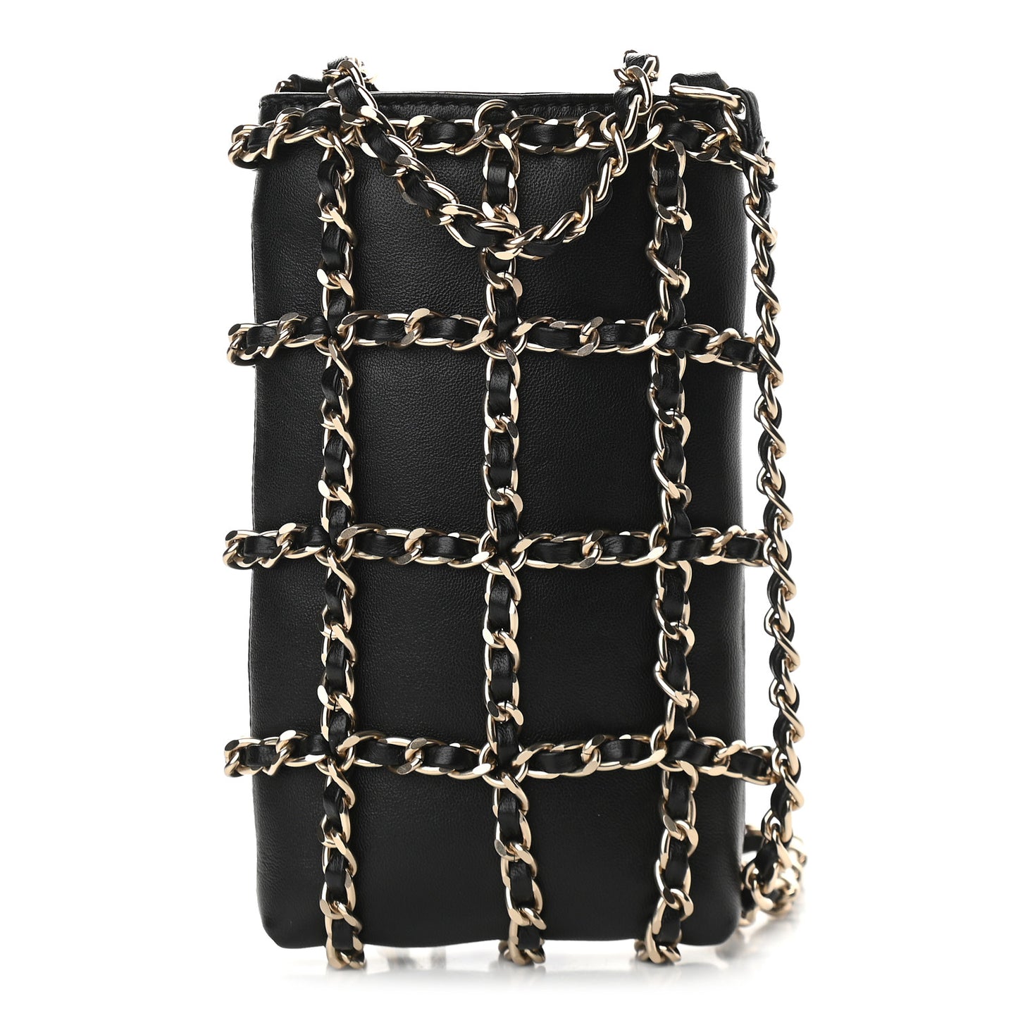 Lambskin Clutch With Chain Black