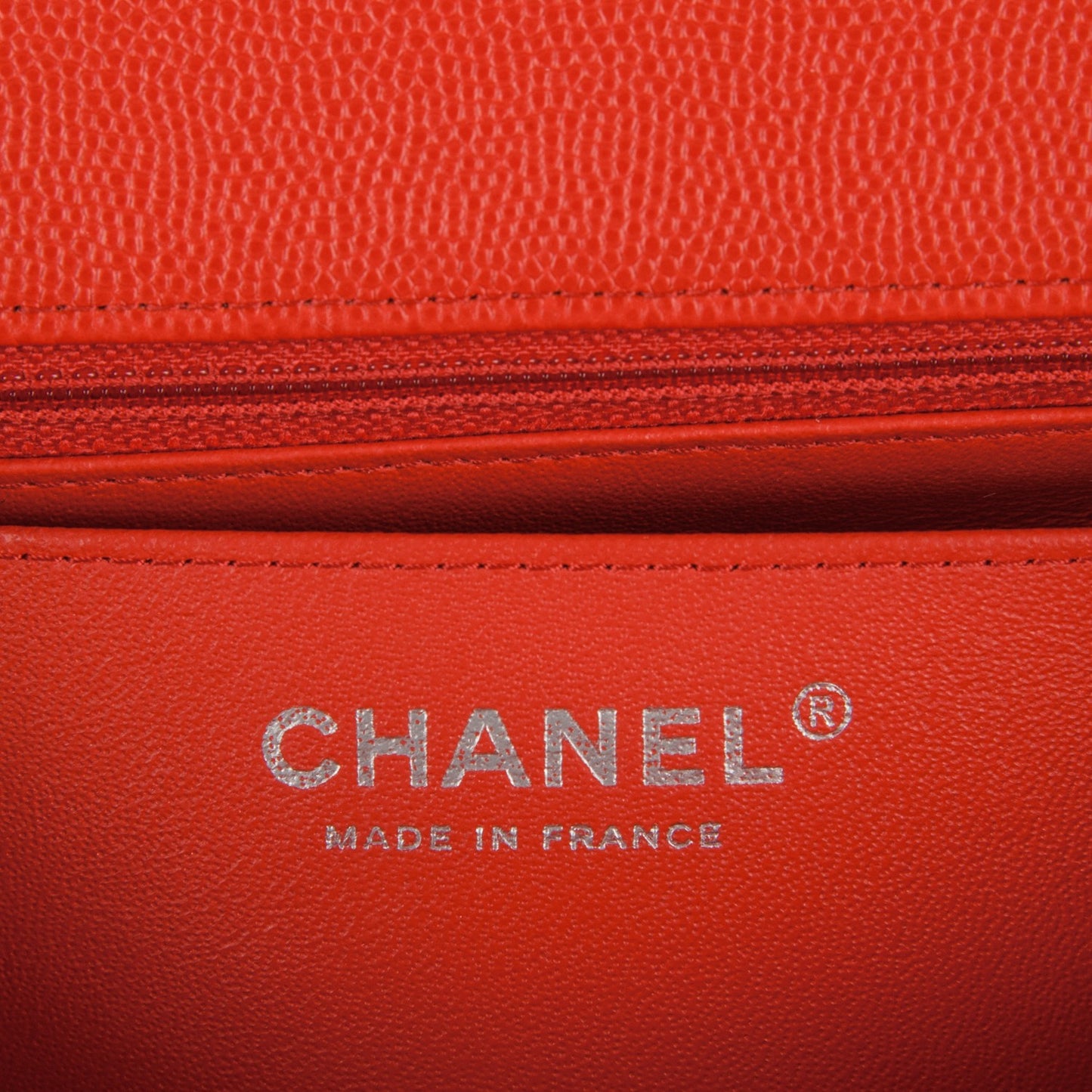 Caviar Chevron Quilted Mini Rectangular Flap Red