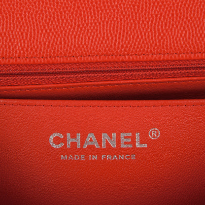 Chanel Caviar Chevron Quilted Mini Rectangular Flap Red 6 of 7