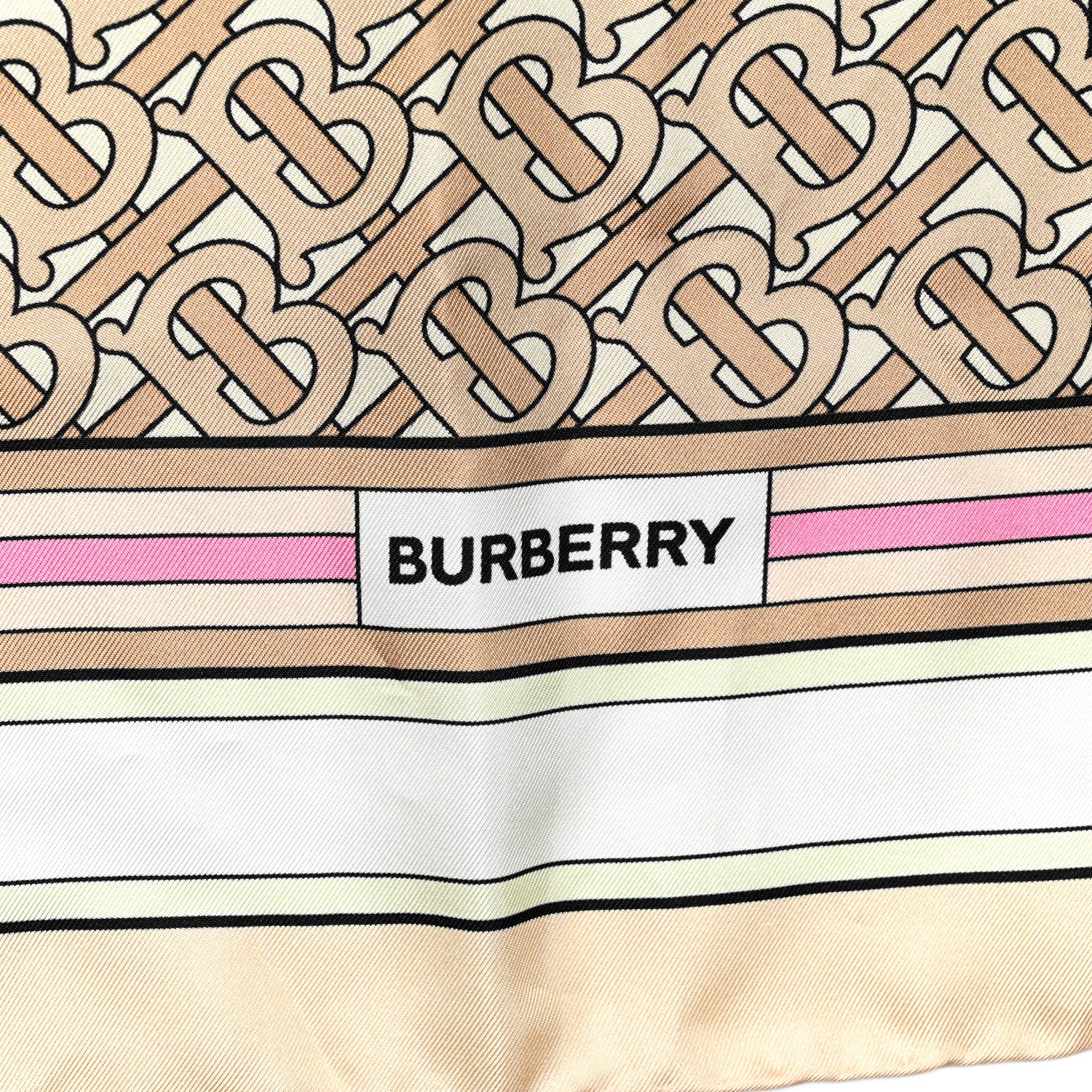 Burberry Silk Monogram Print Square Scarf Beige Pale Pink 2 of 4