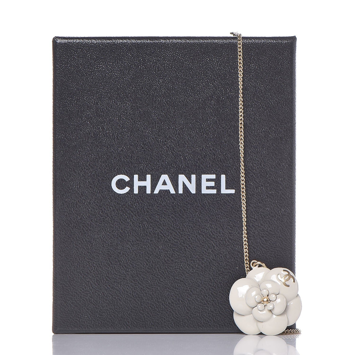 Chanel Enamel CC Camellia Pendant Necklace Gold White 6 of 6