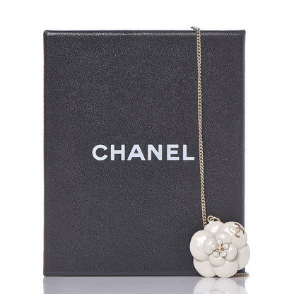 Chanel Enamel CC Camellia Pendant Necklace Gold White 6 of 6