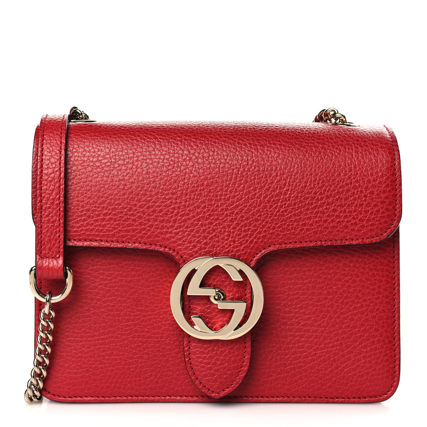 Dollar Calfskin Small Interlocking G Shoulder Bag Red