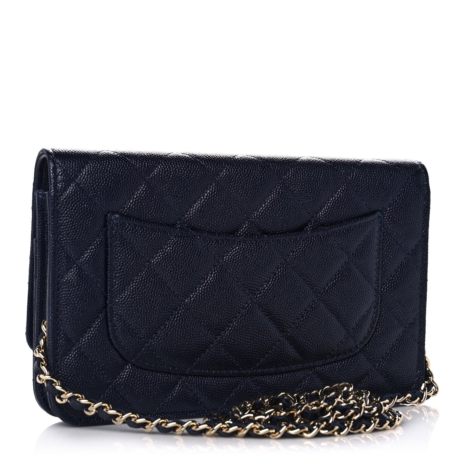 Chanel Caviar Quilted Wallet On Chain WOC Navy Blue 3 of 12