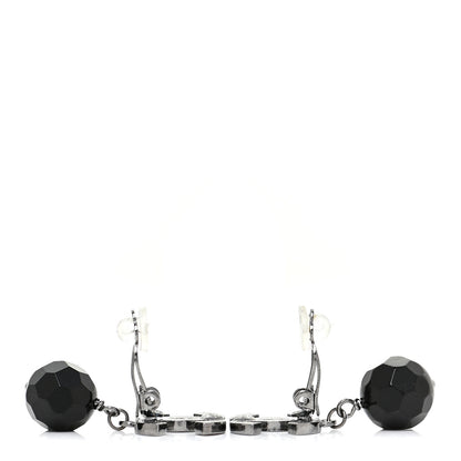 Chanel Ruthenium CC Bead Drop Clip On Earrings Black 3 of 6