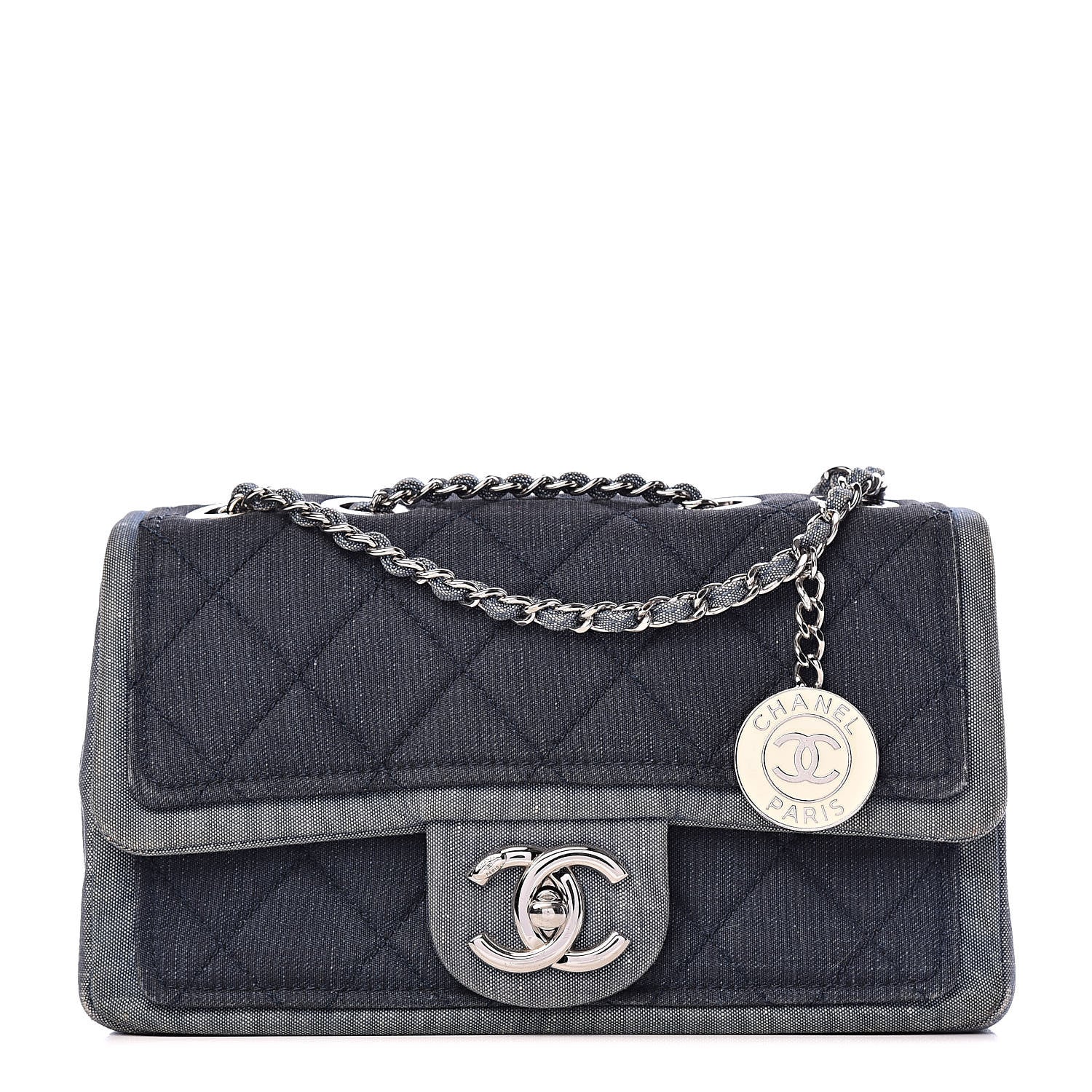 Chanel Denim Quilted Small Medallion Flap Blue 1 of 12