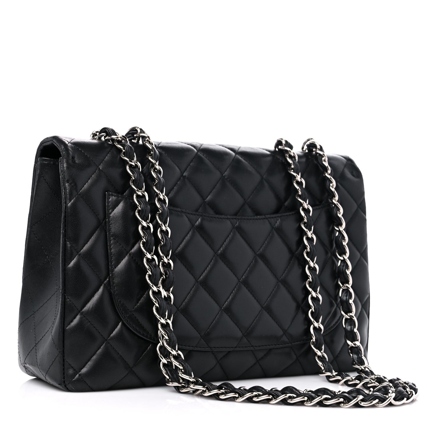 Lambskin Quilted Jumbo Single Flap Black