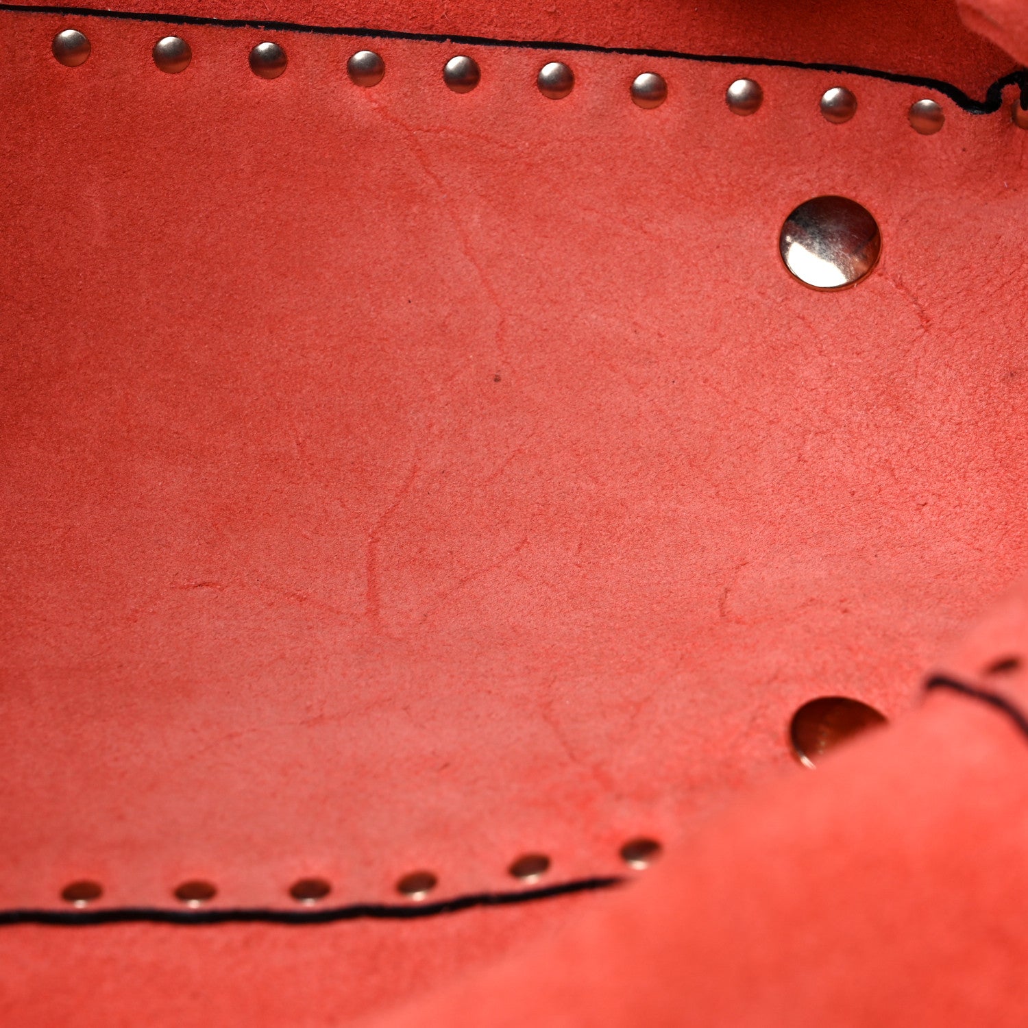 Valentino Garavani Pebbled Calfskin Medium Rockstud Tote Deep Coral 12 of 15