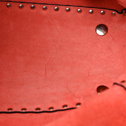 Valentino Garavani Pebbled Calfskin Medium Rockstud Tote Deep Coral 12 of 15