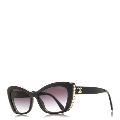 Chanel Acetate Pearl Cat Eye CC Sunglasses 5481-H Black 1 of 8
