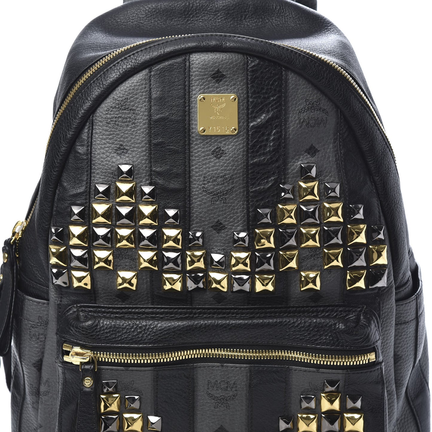 Striped Visetos Studded Medium Stark M Backpack Black Phantom Grey