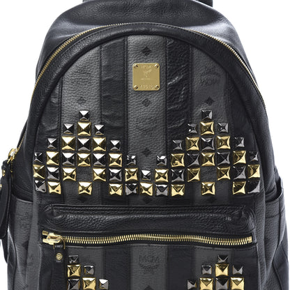 MCM Striped Visetos Studded Medium Stark M Backpack Black Phantom Grey 8 of 14