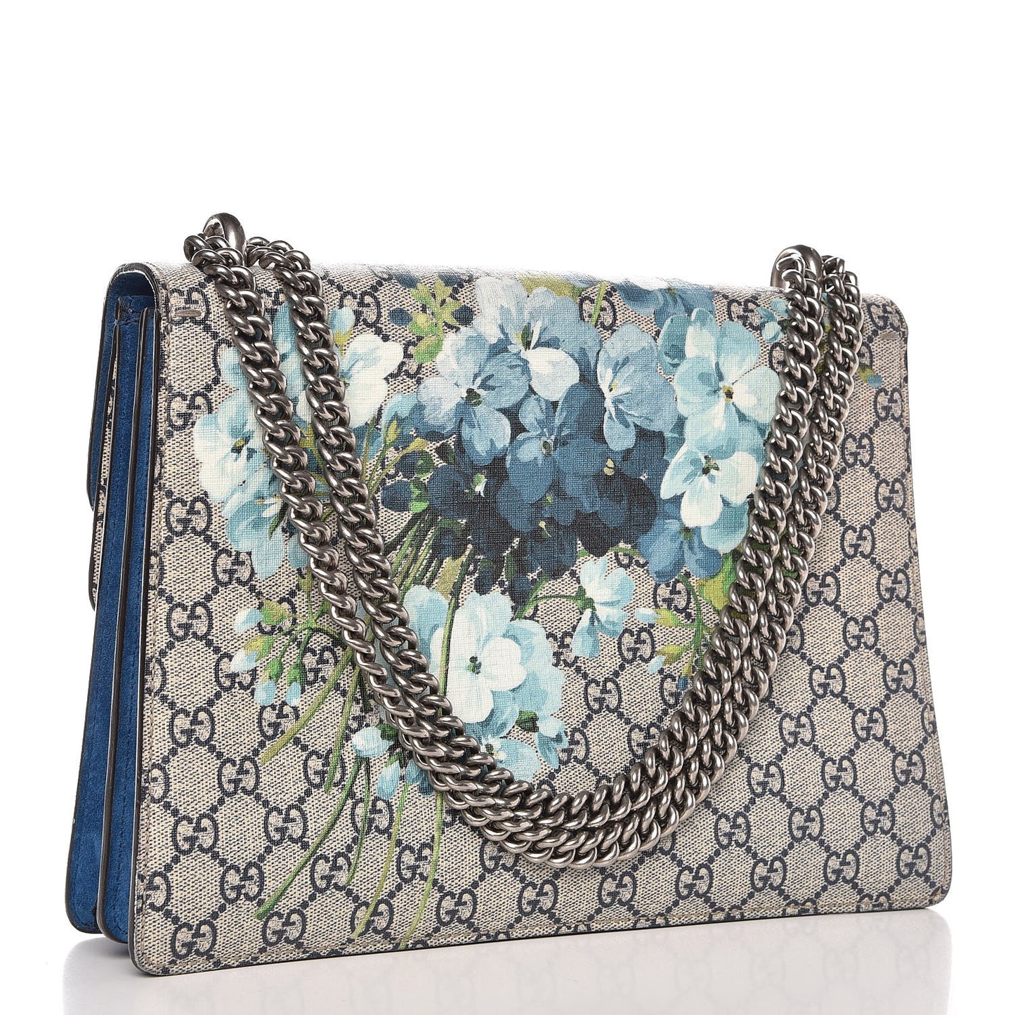 GG Supreme Monogram Blooms Medium Dionysus Shoulder Bag Beige Navy Vintage Blue
