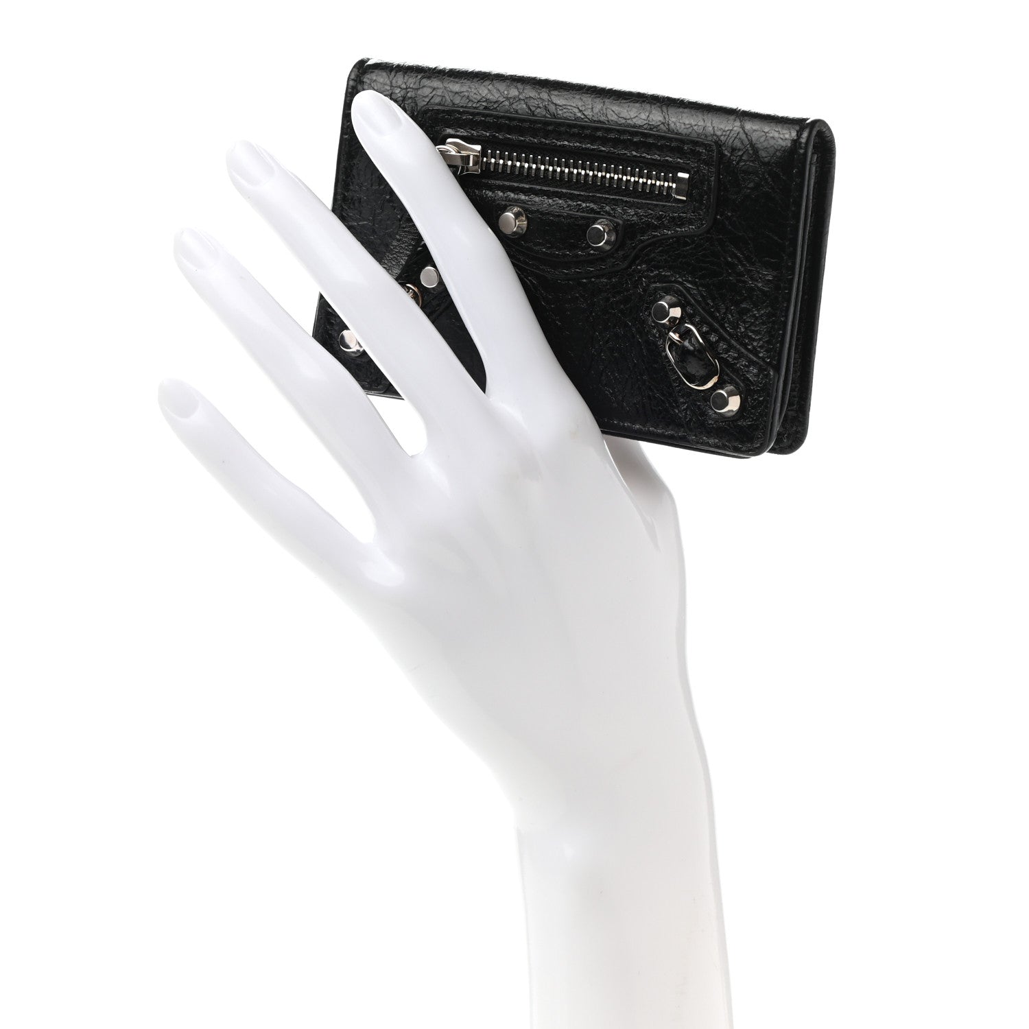 Balenciaga Agneau Classic Silver Hardware Card Case Black 2 of 8