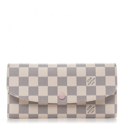 Louis Vuitton Damier Azur Emilie Wallet Rose Ballerine 1 of 7