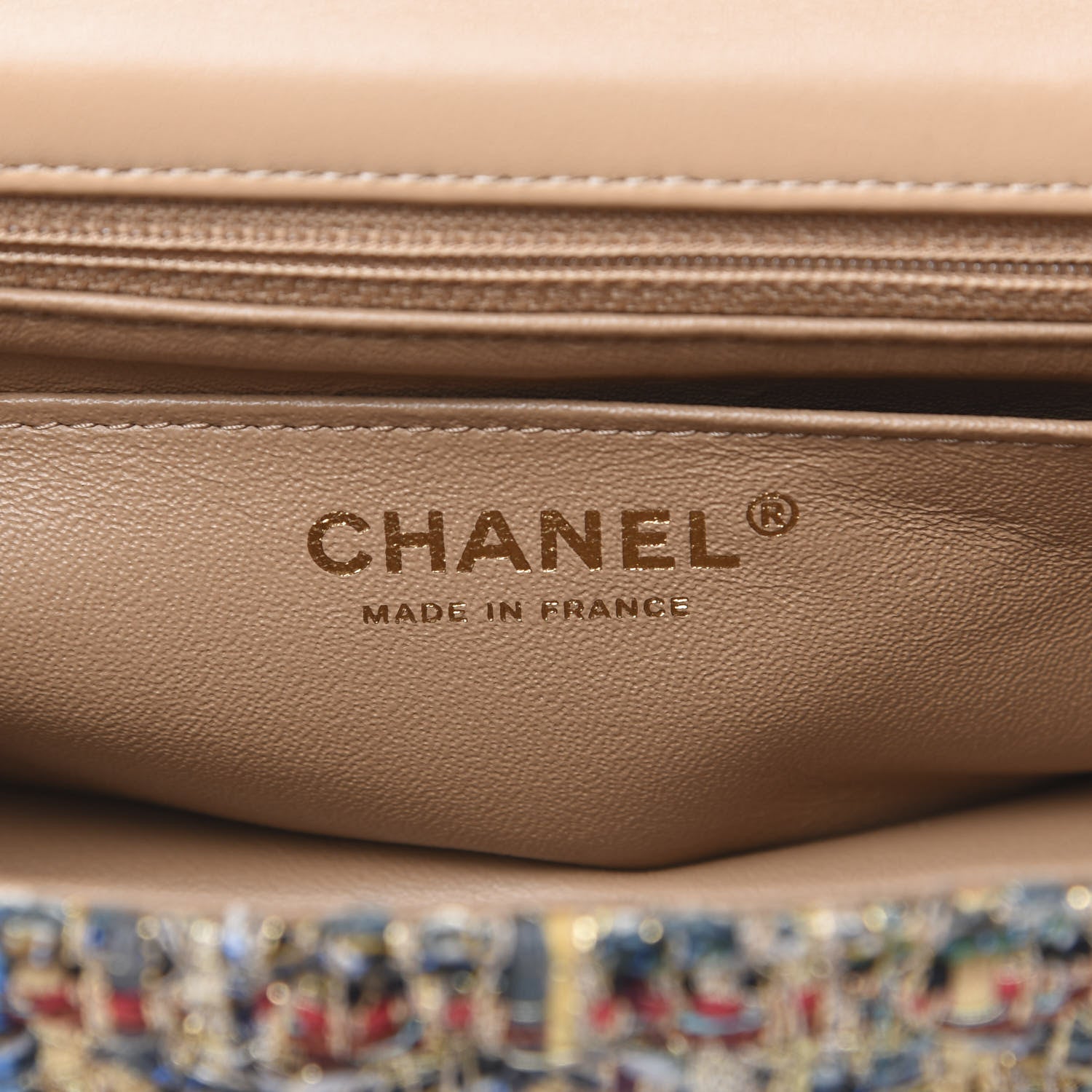 Chanel Tweed Quilted Mini Rectangular Flap Gold Blue 5 of 10
