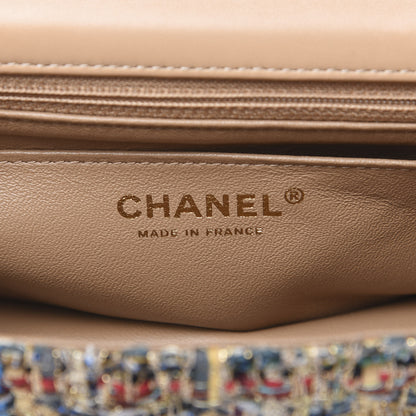 Chanel Tweed Quilted Mini Rectangular Flap Gold Blue 5 of 10