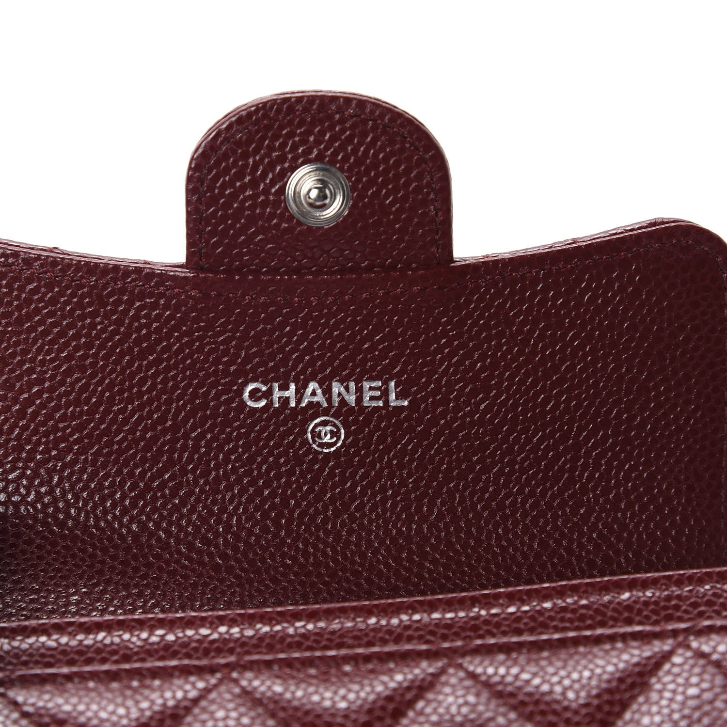 Chanel Caviar Quilted Flap Card Holder Wallet Dark Red 6 of 9