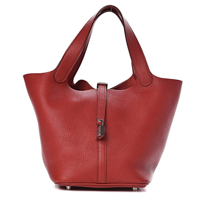 Hermes Taurillon Clemence Picotin Lock 22 MM Rouge Garance 1 of 12