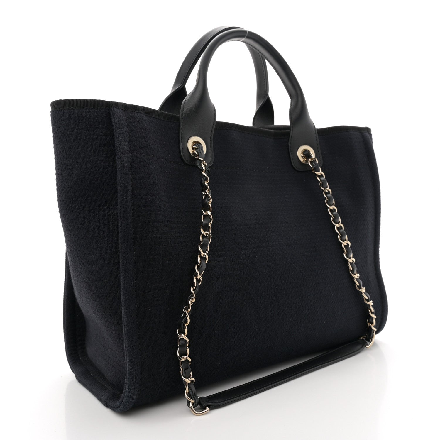 Chanel Mixed Fibers Small Deauville Tote Navy Blue 4 of 11