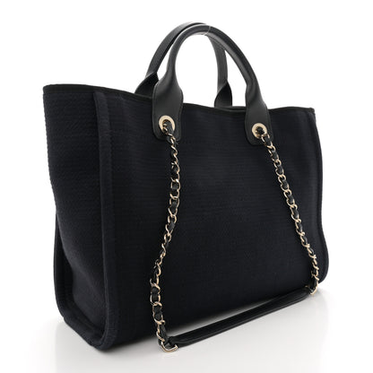 Chanel Mixed Fibers Small Deauville Tote Navy Blue 4 of 11