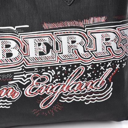 Burberry Coated Canvas Mega Check Medium Doodle Tote Black 16 of 16