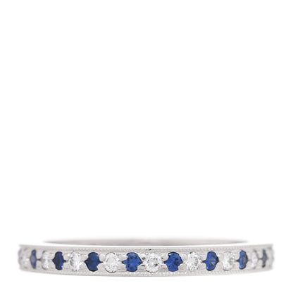 Tiffany Platinum Diamond Blue Sapphire Legacy Eternity Band Ring 51 5.75 3 of 4
