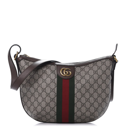 Gucci GG Supreme Monogram Web Small Ophidia Half Moon Hobo Brown 1 of 11