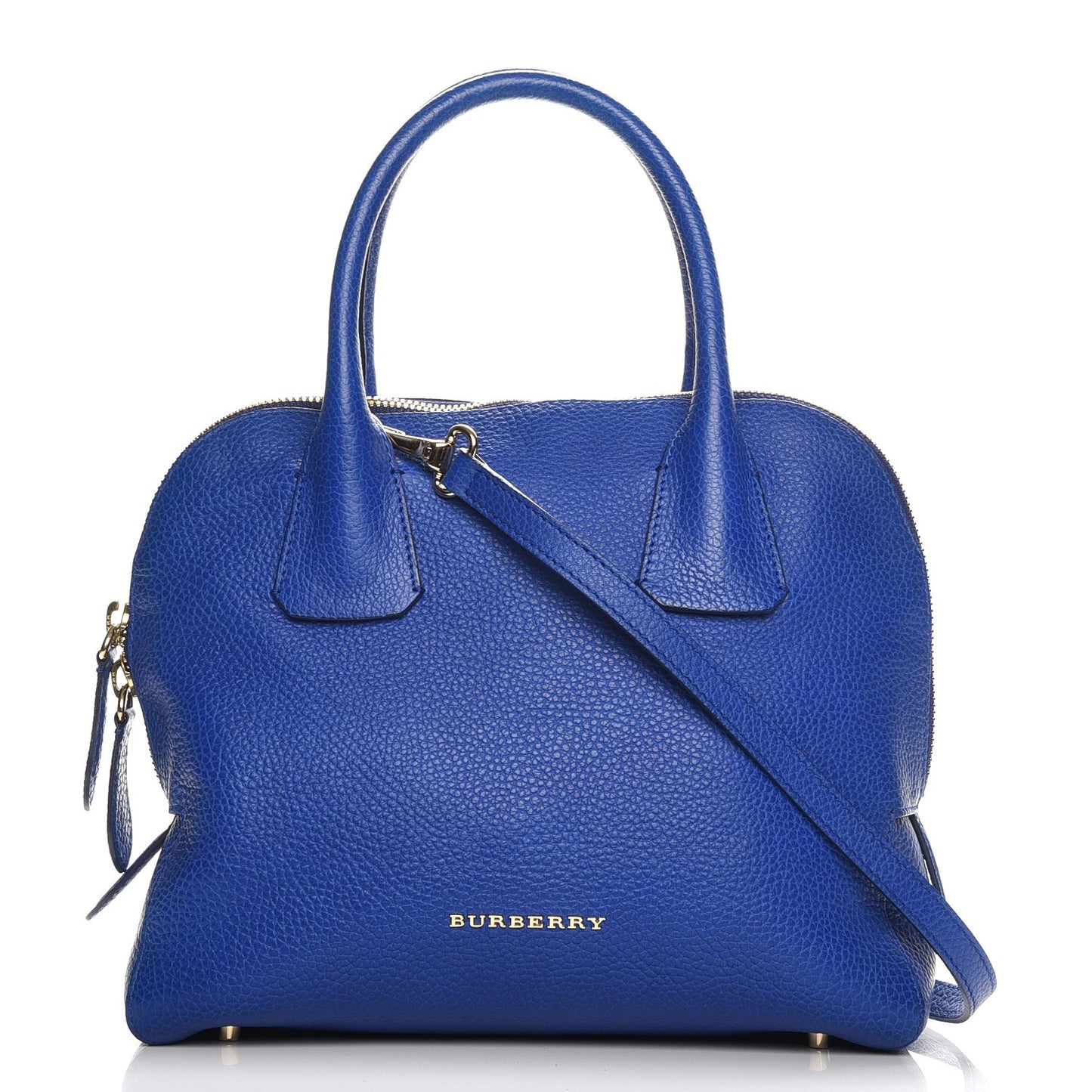 London Grainy Calfskin Small Greenwood Bowling Bag Brilliant Blue