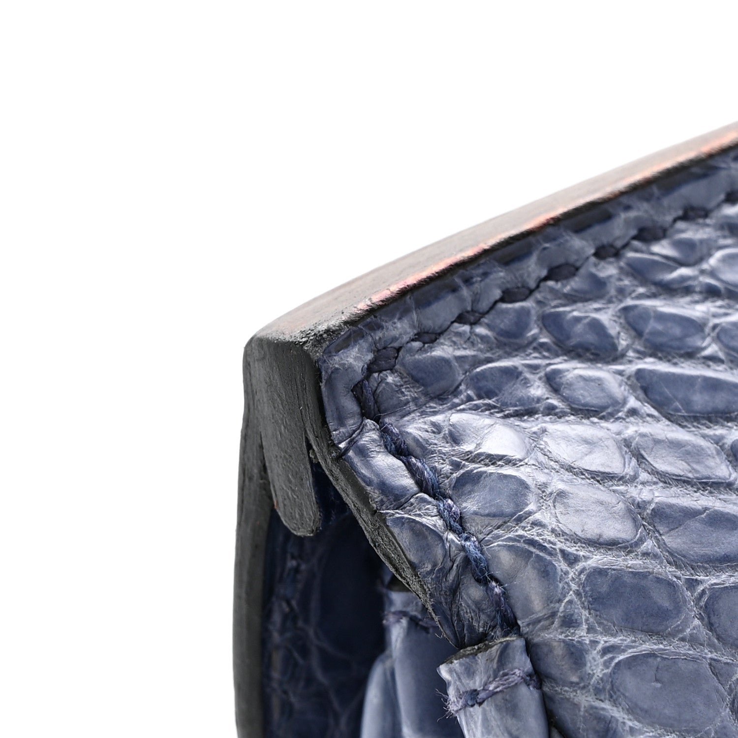 Hermes Matte Porosus Crocodile 18K White Gold Diamond Birkin 35 Bleu Brighton 21 of 26
