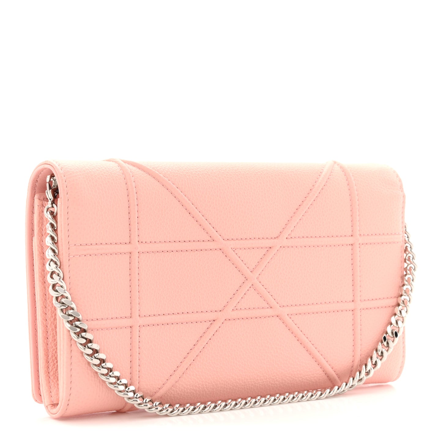 Grained Calfskin Diorama Wallet on Chain Pouch Nude