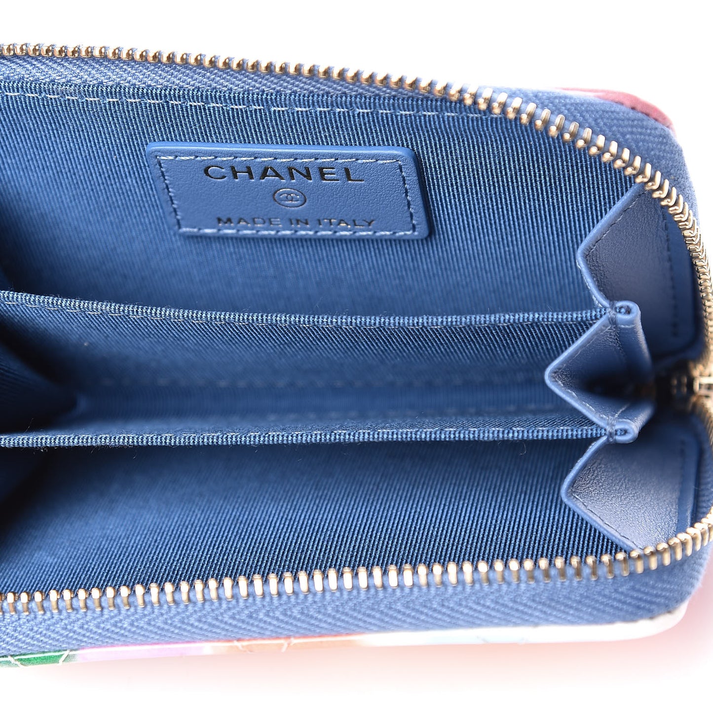 Patent Calfskin Printed Quilted Zip Coin Purse Multicolor